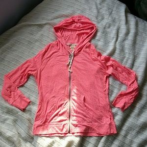 Hot pink, lightweight, zip-up hoodie